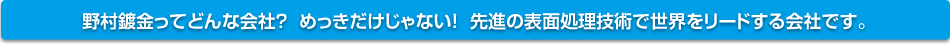 野村鍍金ってどんな会社？  めっきだけじゃない！  先進の表面処理技術で世界をリードする会社です。